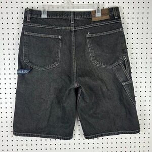 Nautica Black Baggy Jean Shorts Size 36 Gothic Carpenter Hammer Work Wear 90s